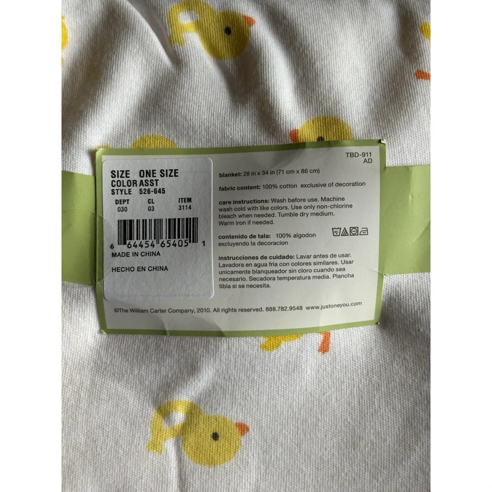 2010 Carter's Just One You I Love Mommy Yellow White Duck Chick Baby Blanket NEW